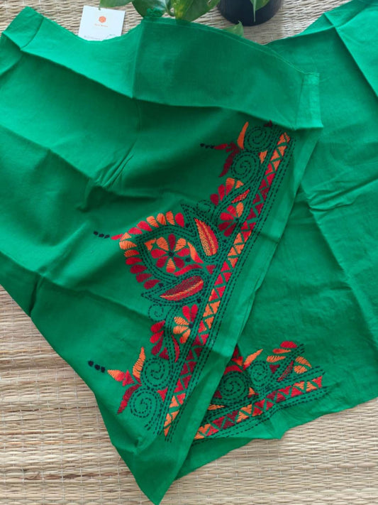 cotton kantha stitch blouse - Desi Weaves