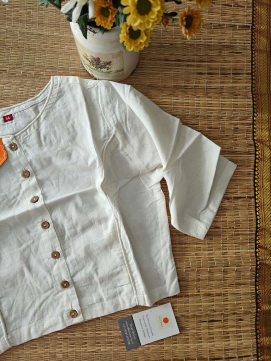 Stitched Cotton Blouse - Desi Weaves