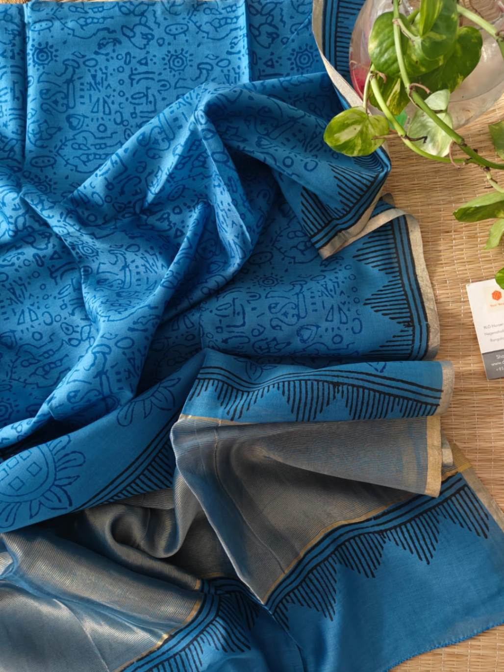 Blue Chanderi Silk Dupatta - Desi Weaves