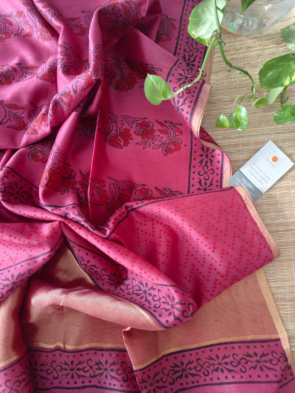 Pink Chanderi Silk Dupatta - Desi Weaves