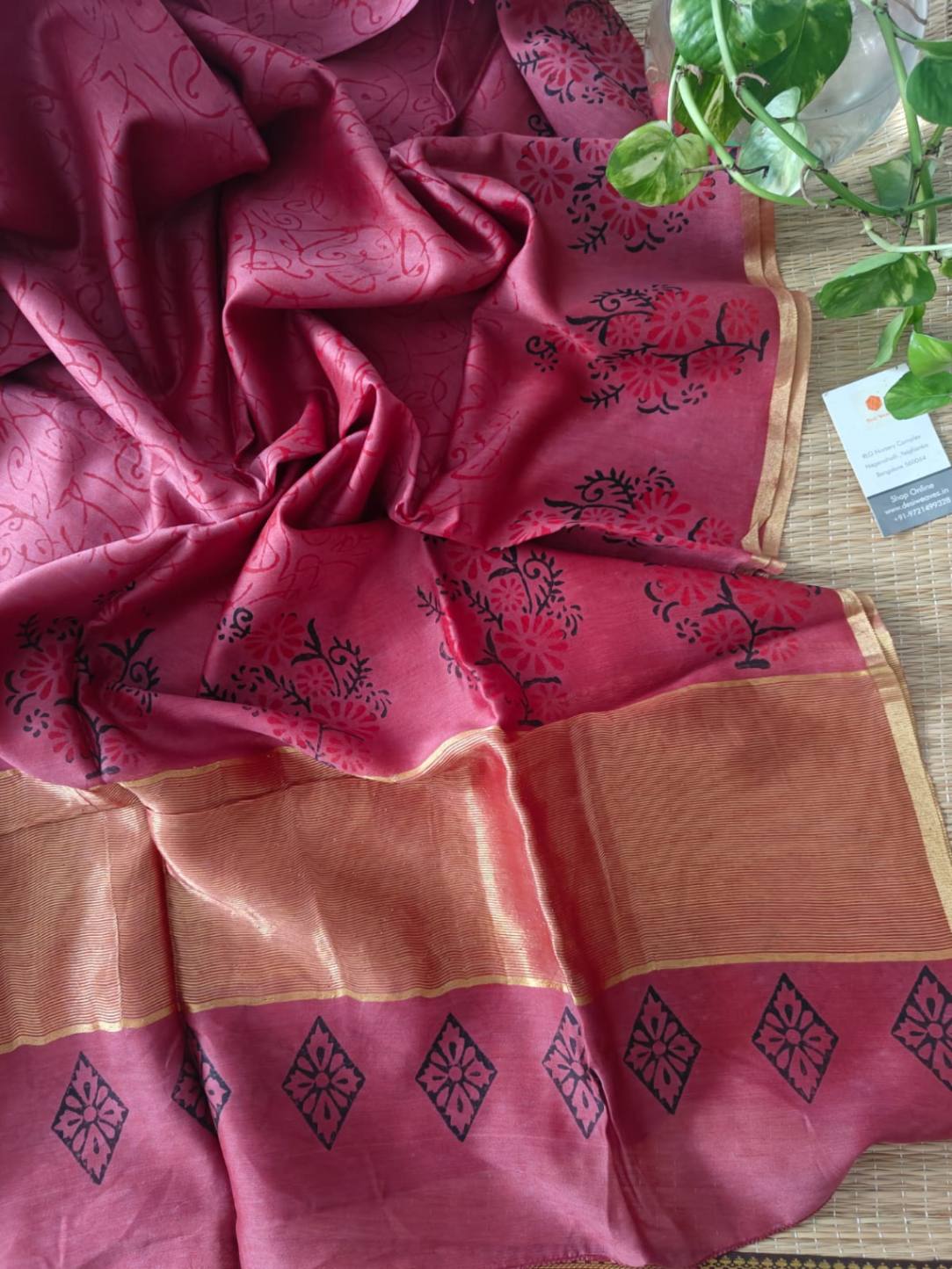 Pink Chanderi Silk Dupatta - Desi Weaves