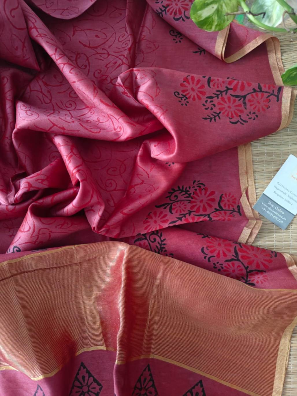 Pink Chanderi Silk Dupatta - Desi Weaves