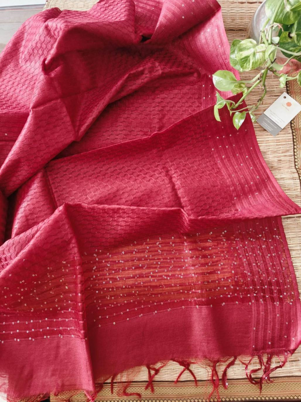 Tussar silk dupatta online - Desi Weaves