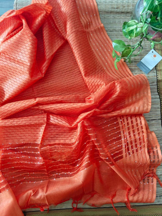 Tussar silk dupatta online - Desi Weaves