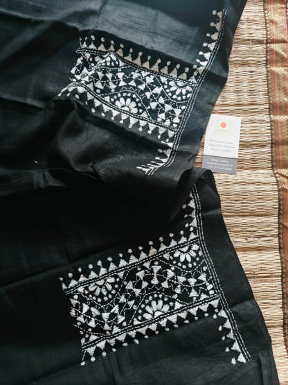 Hand Embroidered Kantha cotton blouse - Desi Weaves