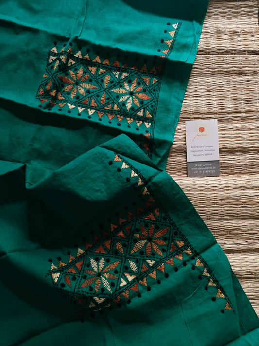 Hand Embroidered Kantha cotton blouse - Desi Weaves