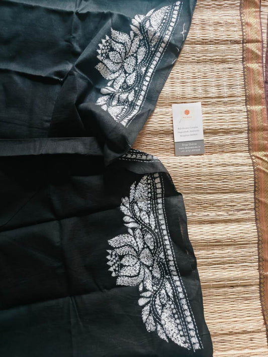 Hand Embroidered Kantha cotton blouse - Desi Weaves