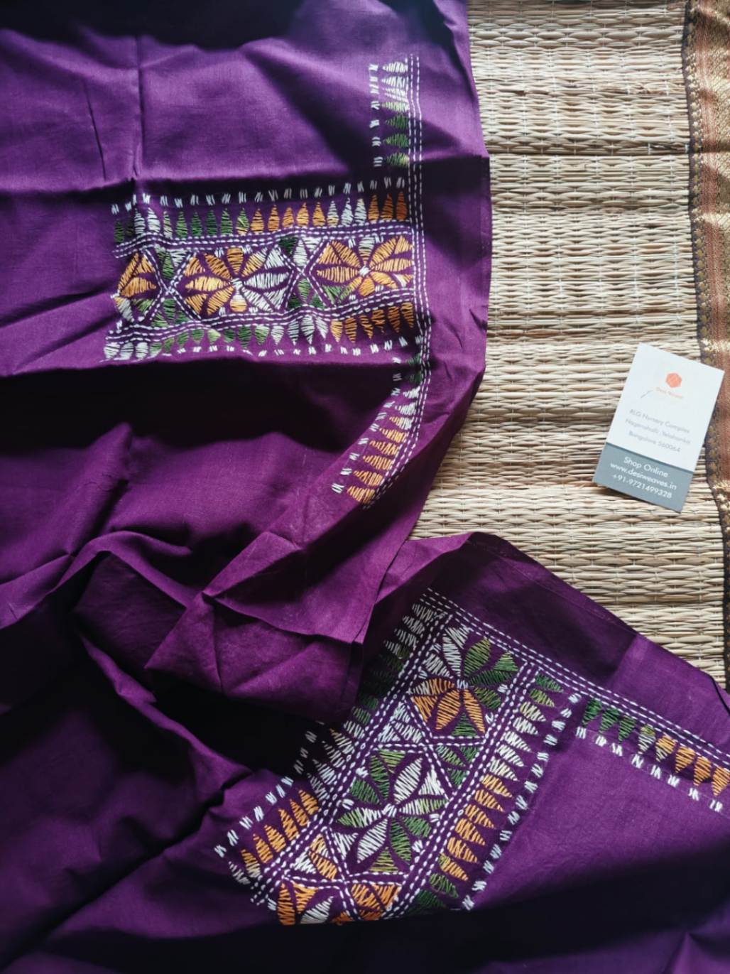 Hand Embroidered Kantha cotton blouse - Desi Weaves