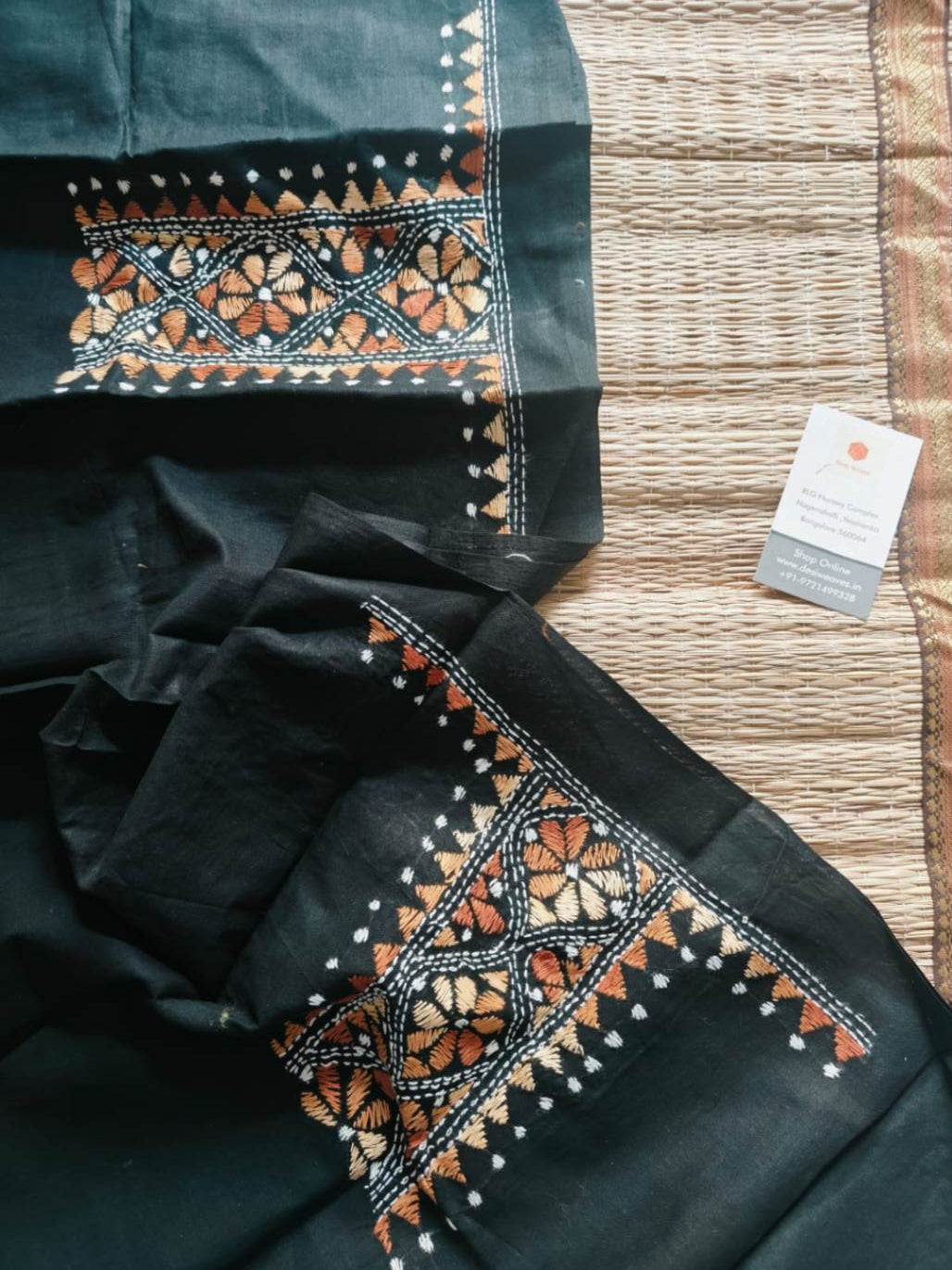 Hand Embroidered Kantha cotton blouse - Desi Weaves