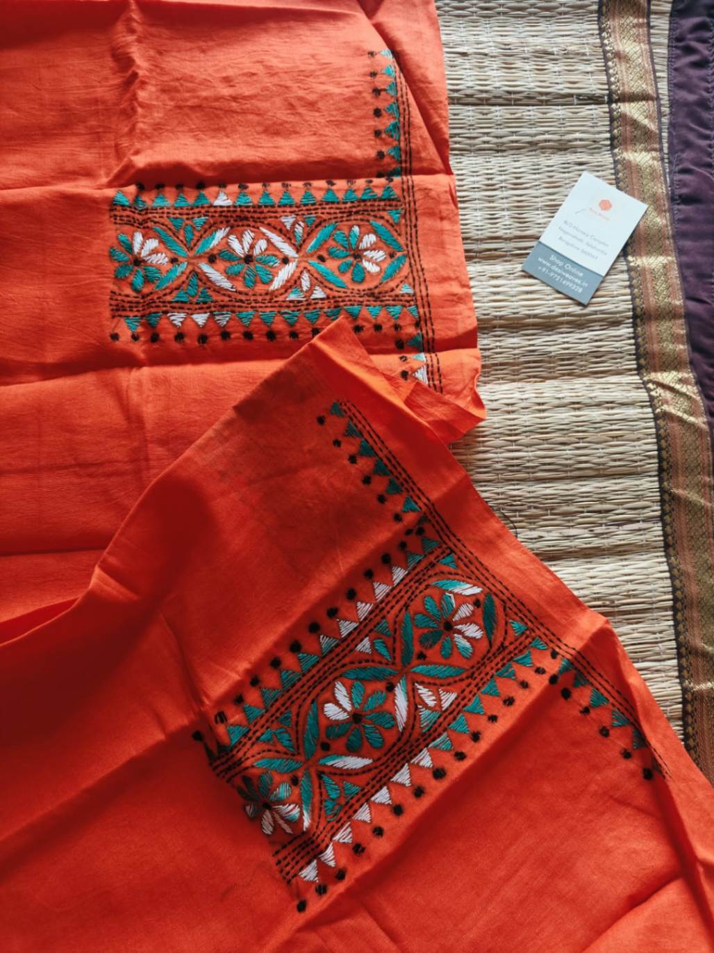 Hand Embroidered Kantha cotton blouse - Desi Weaves