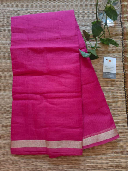 Magenta Color Cotton Kota Doria Saree -  - 1 Inch Border