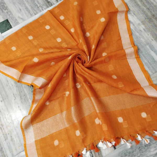 handwoven pure linen dupatta