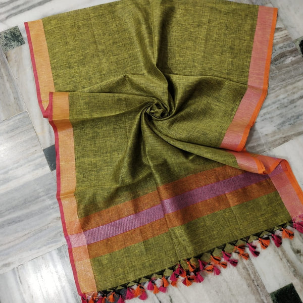 Desi Weaves Handcrafted Pure Linen Dupatta