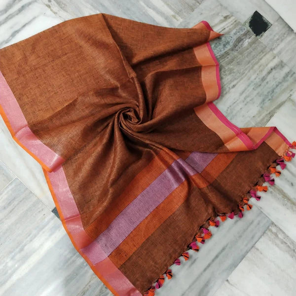 Desi Weaves Handcrafted Pure Linen Dupatta