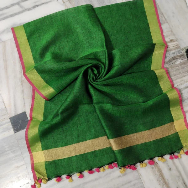 Desi Weaves Handcrafted Pure Linen Dupatta