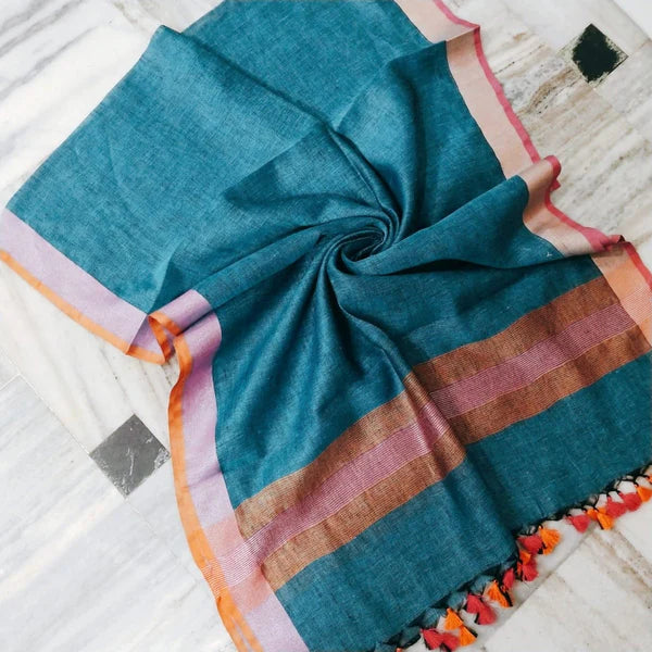 Desi Weaves Handcrafted Pure Linen Dupatta