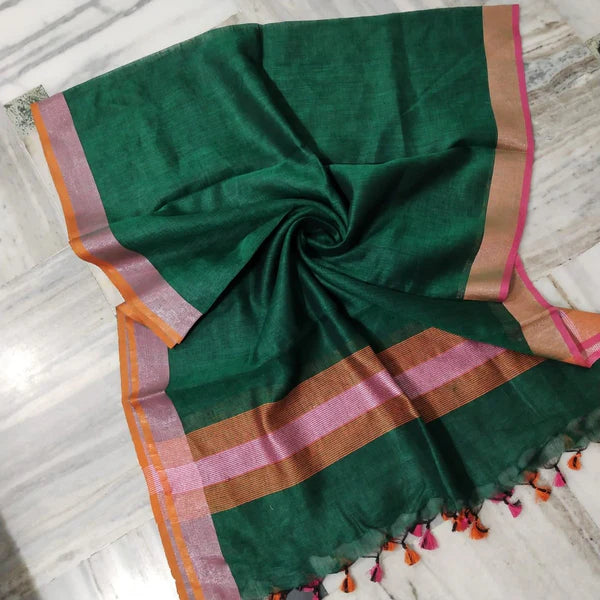 Desi Weaves Handcrafted Pure Linen Dupatta