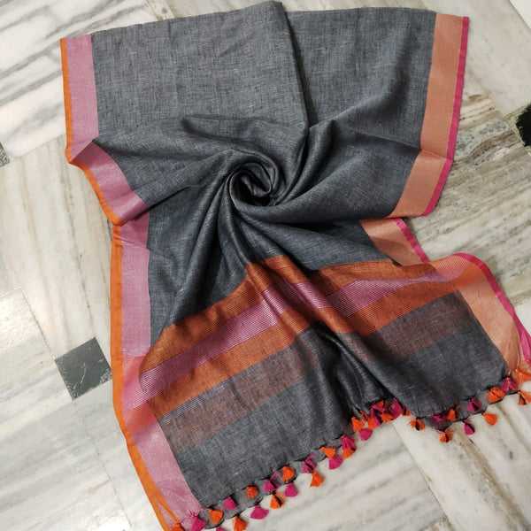 Desi Weaves Handcrafted Pure Linen Dupatta