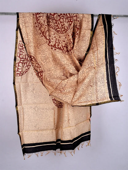 BEIGE Chanderi dupatta online - Desi Weaves