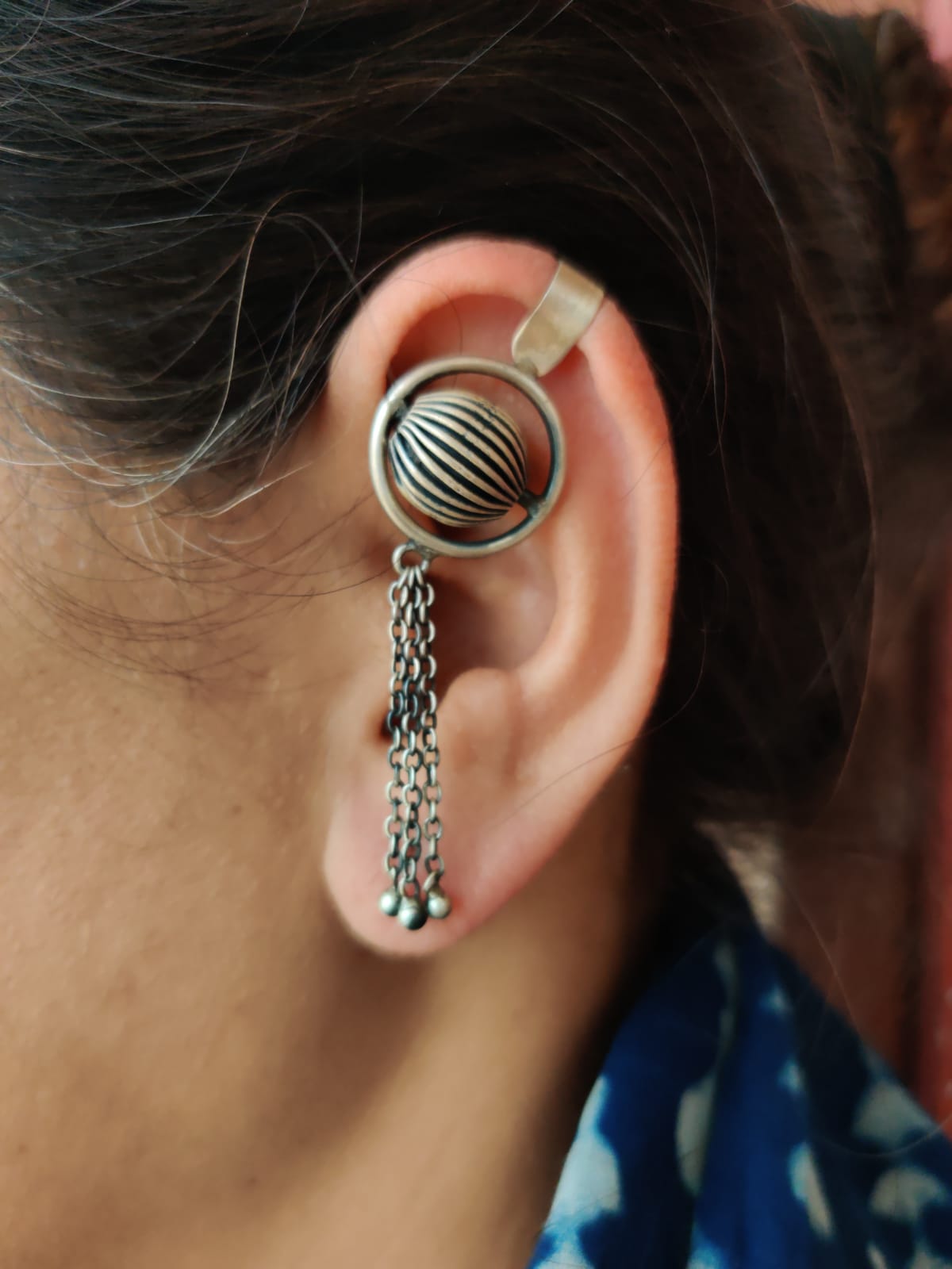 silver Bugadi earrings - desi weaves