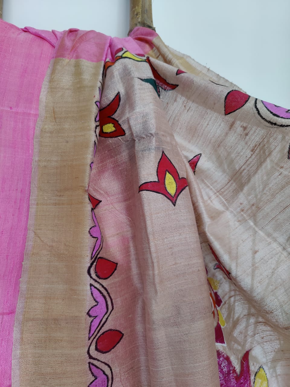 Shocking Pink Handloom Pure Dupion Silk Saree With Blouse - Desi Weave