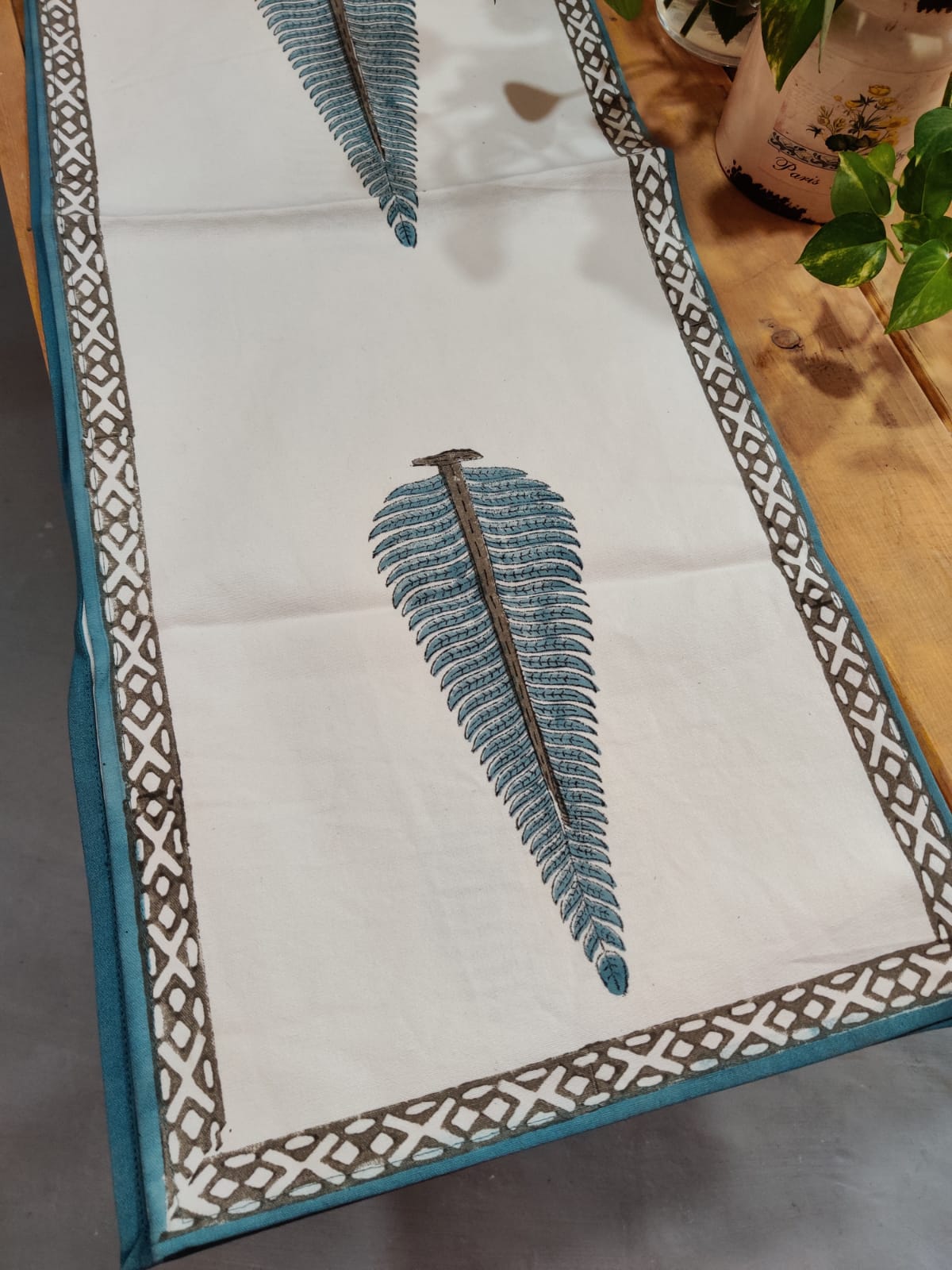 Block print table runner - Desi Weaves