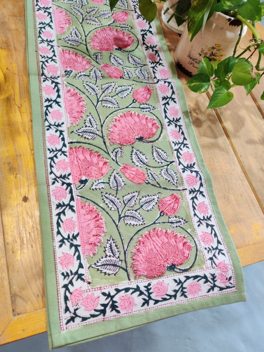 Ghazal Hand Block Printed Cotton Table Runner