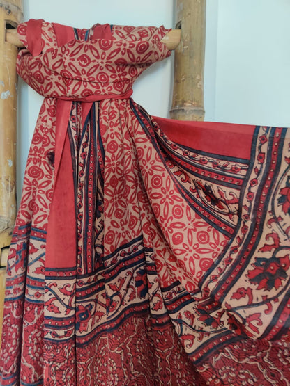 Raga Ajrakh Hand Block Print Modal Silk Dupatta