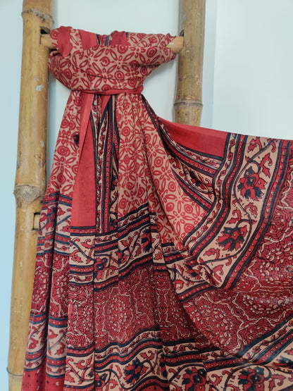 Raga Ajrakh Hand Block Print Modal Silk Dupatta