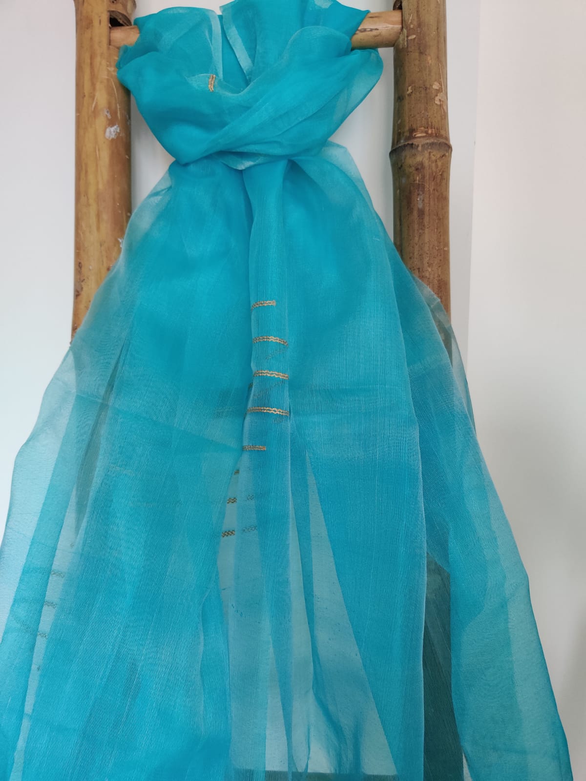 Shagun Light Blue Organza Tussar Silk Dupatta