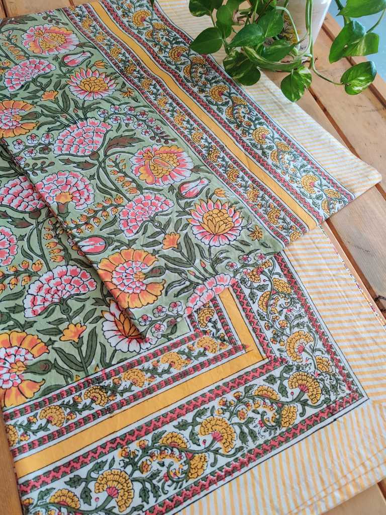 Block print cotton table cover