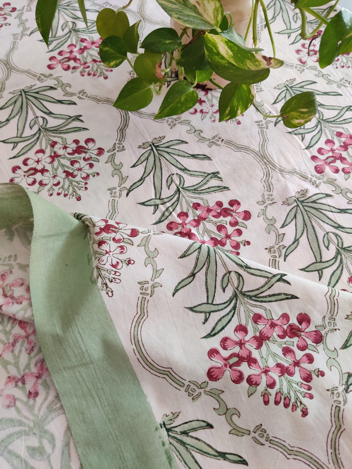 Block Printed Cotton Table Cover - Desi Weaves