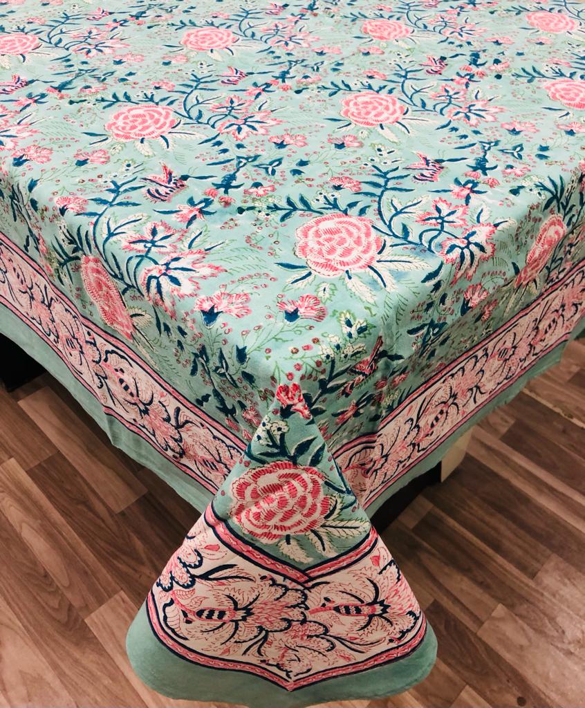 Block Printed Cotton Table Cover - Desi Weaves