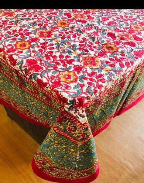 Block Printed Cotton Table Cover - Desi Weaves