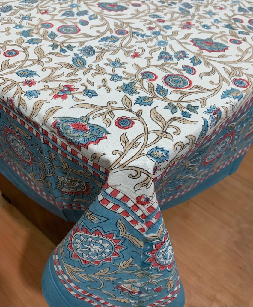 Block Printed Cotton Table Cover - Desi Weaves