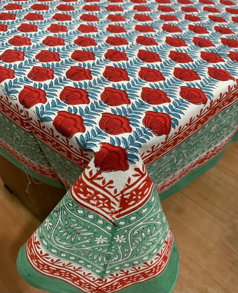 Block Printed Cotton Table Cover - Desi Weaves