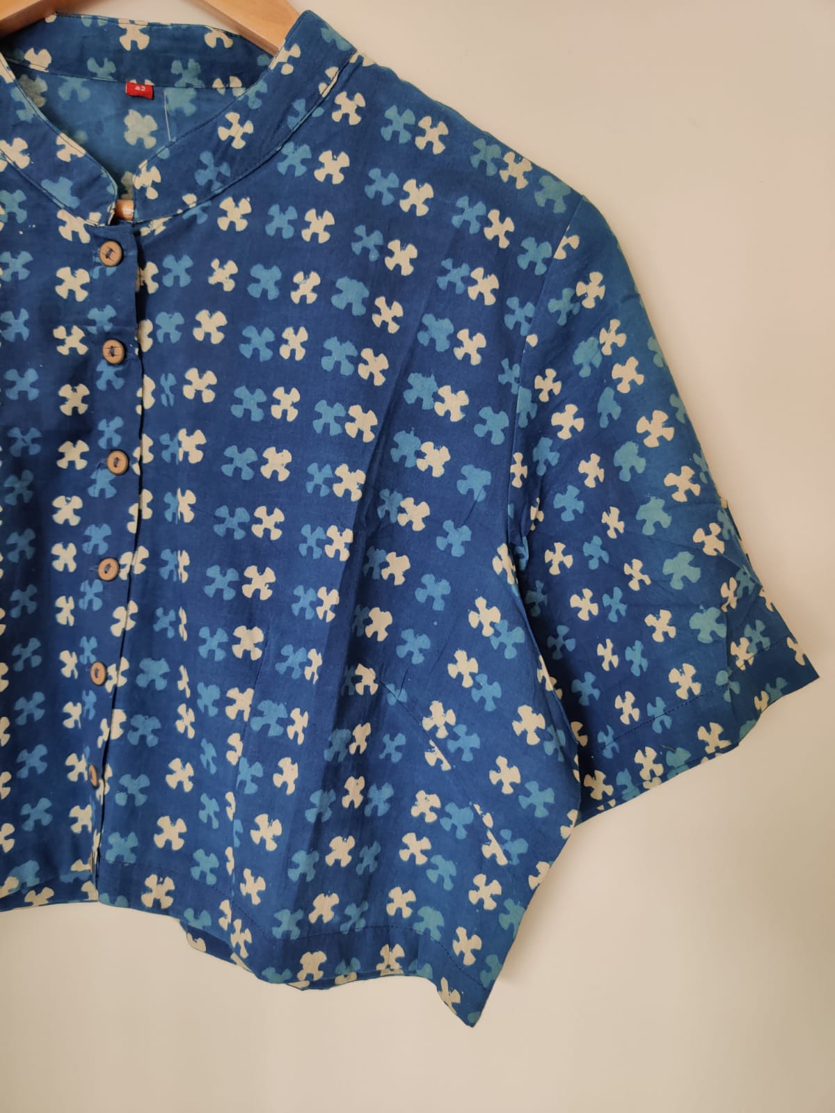 Indigo Block Printed Cotton Blouse