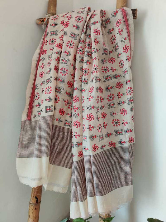 Kantha Silk dupatta - Desi Weaves