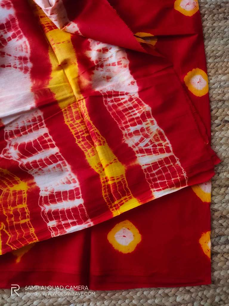 Tie and dye cotton saree- Desi Weave