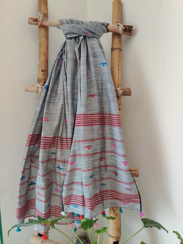 Santra Handloom Khadi Cotton Jamdani Dupatta